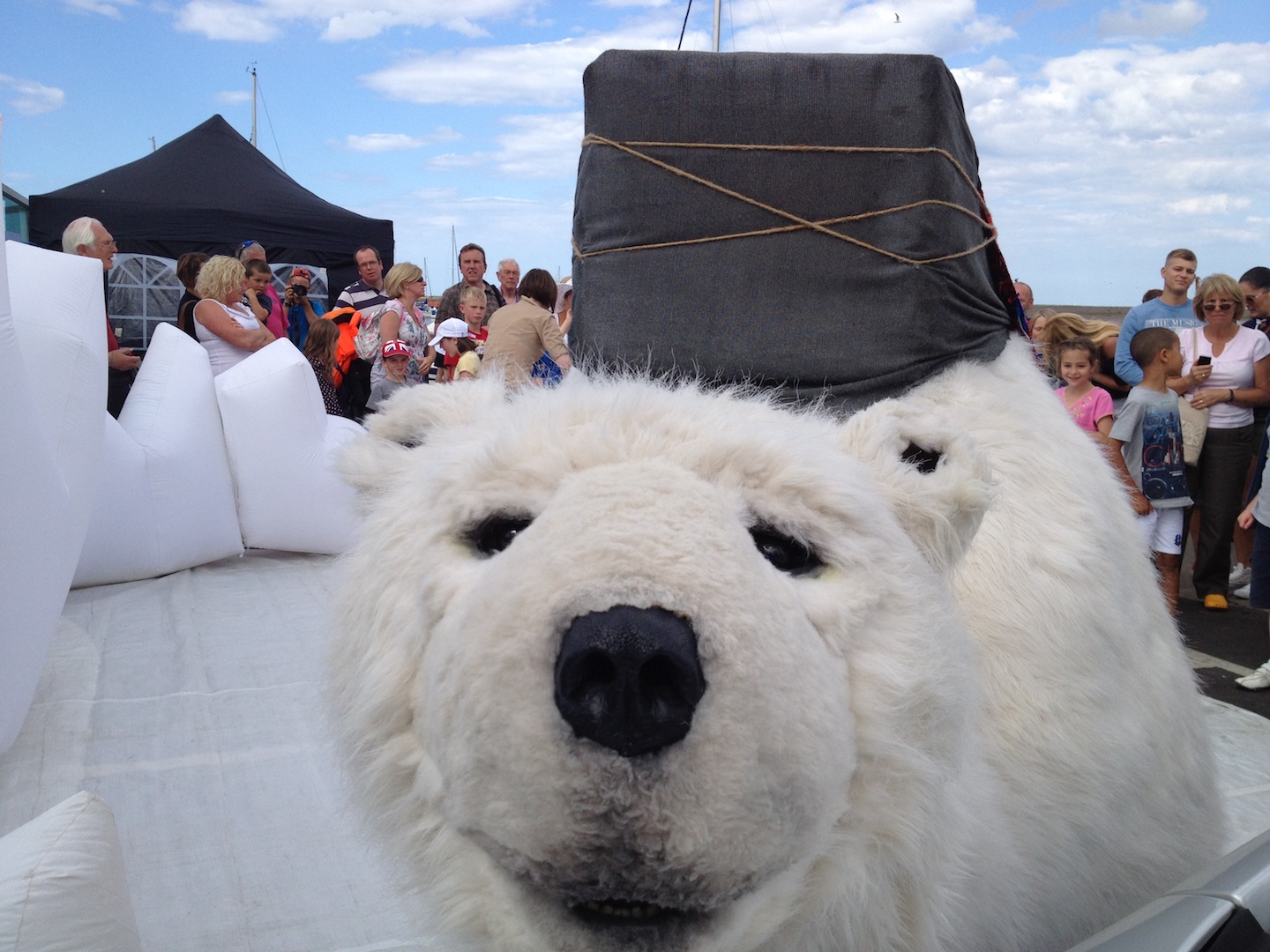 Animatronic polar bear helps launch Sheringham Shoal to the local community in Wells-next-the-Sea